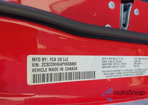 2023 Dodge Charger Gt from USA, damaged, VIN 2C3CDXHG4PH638869